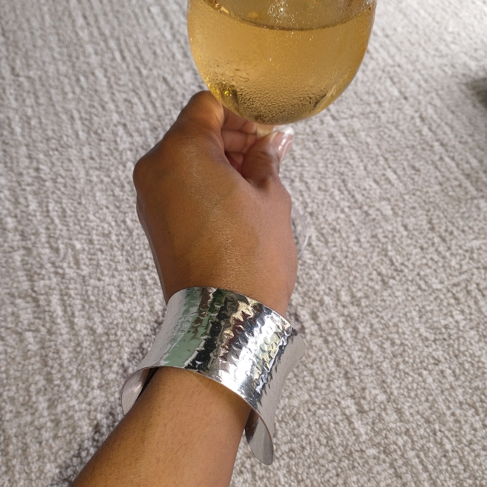 Women's silver riveted bracelet cuff